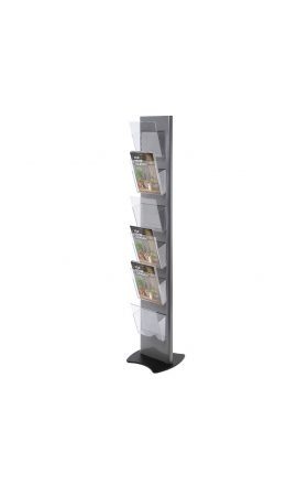 Brochure Stand TORRE, grey - with 6 A4 Pockets