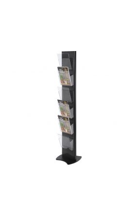 Brochure Stand TORRE, black - with 6 A4 Pockets